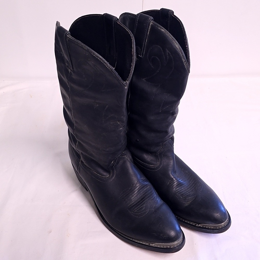 Durango Western Boots Mens 11EE Black Leather Pointed Toe Rodeo SW540 Stitching